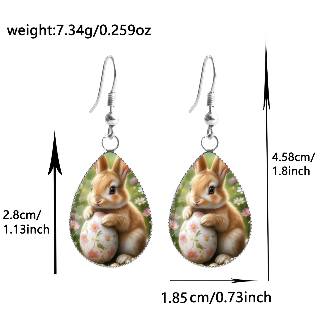 Easter Bunny & Colored Egg Drop Earrings, Cute Style